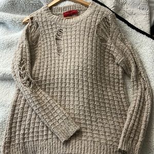 Akira Red Label tan distressed sweater